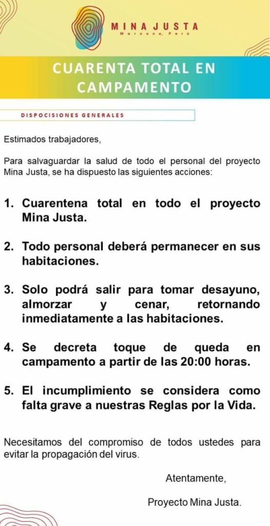 CUARENTENA TOTAL Mina Justa