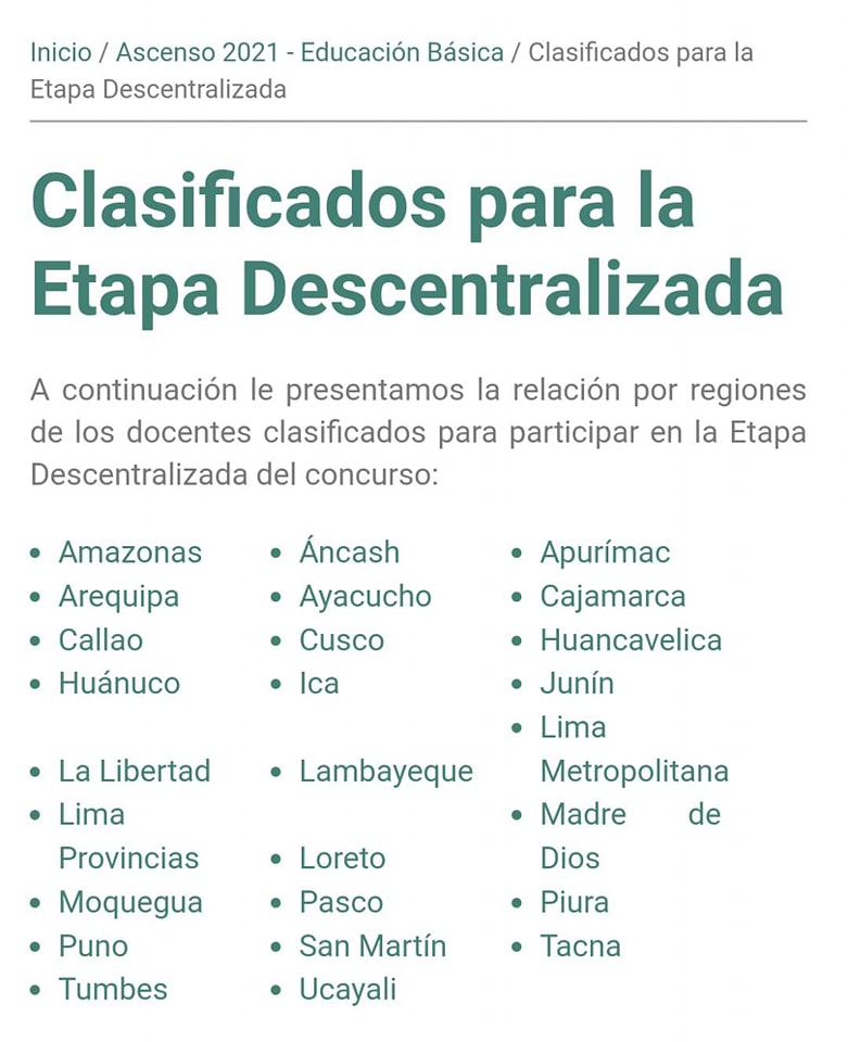 CLASIFICADOS ETAPA DESCENTRALIZADA